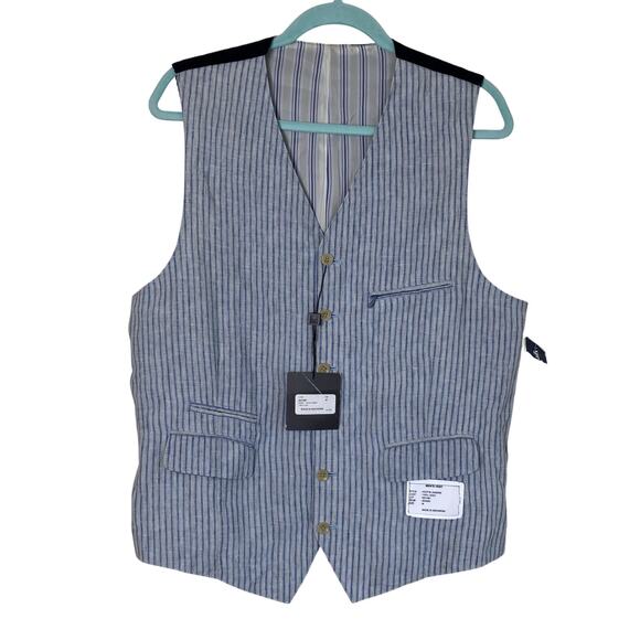 Kroon Other - Kroon Mens Sz M New Suit Vest Waistcoat Mixed Media Linen Corduroy Preppy